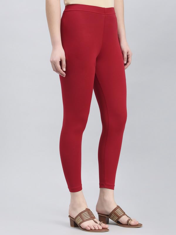 Image of GO COLORS Soft Cotton Stretch Cropped Leggings for Women | Breathable, Mid Rise