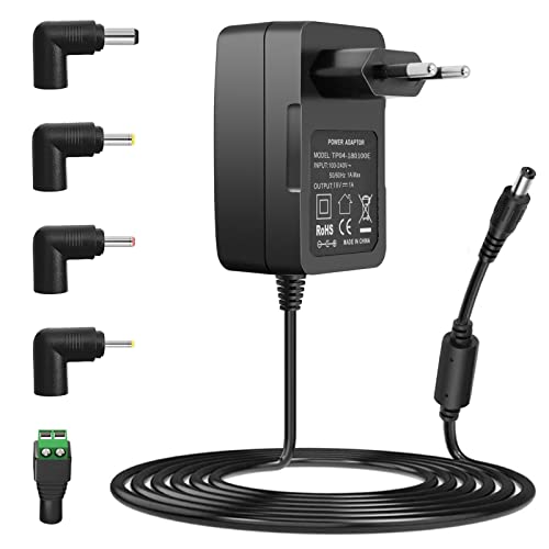 18V AC à DC 1A Adaptateur d'alimentation, connecteur UE Chargeur adapté pour 18 Volts (0,1A 0,15A 0,2A 0,25A 0,3A 0,4A 0,5A 0,6A 0,7A 0,8A 0,9A) 100mA~1000mA.