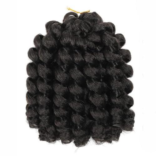 Namzi Bounce Lot de 6 extensions de cheveux Passion Twist au crochet - Courts et bouclés au crochet - 20,3 cm - Noir naturel