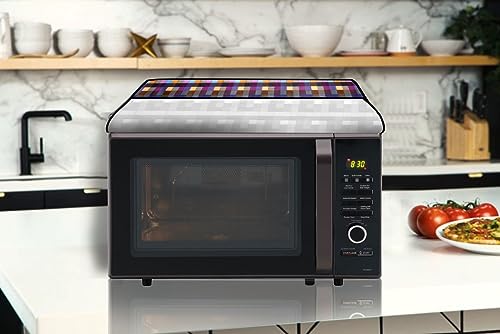 Image of The Furnishing Tree PVC Waterproof Microwave Oven Cover Compatible for Morphy Richards 20 L Solo 20MS Lattice Pattern Bluish