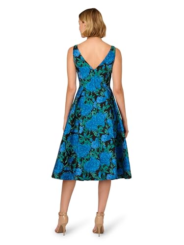 Adrianna Papell Women's Boat Neck Jacquard Midi Dress2