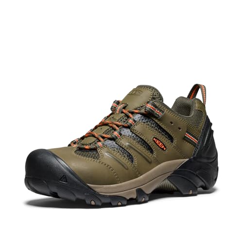 KEEN Utility Mens Lansing Low Height Steel Toe Work Shoes Dark Olive/Black 9.5 EE