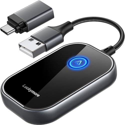 Luckymore Android Auto Wireless Adapter for OEM Wired Android Auto, Converts Wired to Wireless Android Auto Car Adapter Plug & Play Fit for Cars from 2017 & Android 11+
