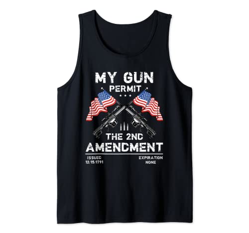 My Gun Permit The 2nd Amendment U.S Flag AR-15 Rifle Pro 2A Tank Top