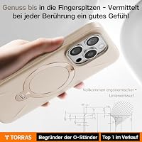 TORRAS Ostand Q3 Spin für iPhone 16 Pro Hülle für Magsafe (Magnetischer Robust Standring) Zertifizierte Militärschutz, Harter PC Kratzfest Rückseite Dune Beige – Ansicht 6