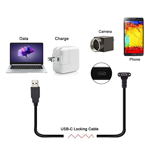 CY 90 Degree Up Down Angled Type Screw Locking USB-C to USB 3.0 Data 5Gbps Cable Type-C for VR Camera Laptop(500CM) - Image 4