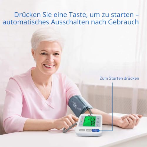 PANACARE Vollautomatisch Oberarm Blutdruckmessgeräte, 3-Farbiges Großes Display mit...