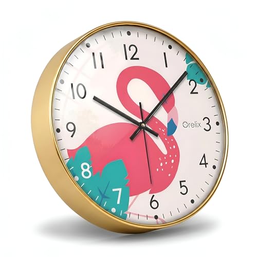 Image of Flamingo Wall Clock for Home Decor Non-Ticking Silent Wall Clock | Modern Wall Watch for Hall, Living Room, Office & Bedroom | Fancy Wall Clocks Battery Operated | Round Easy-to-Read Wall Watch