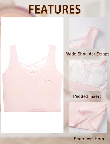 Happy Cherry Teen Girl’s Bra Tank Top Sleeveless Crop Undershirts Padded Bralette Camisoles for Girls 7-16 Years3