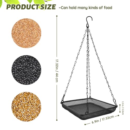 MIXXIDEA Hanging Bird Feeder Tray Metal Mesh Platform Seed Feeder with Durable Chains for Outdoors Garden Great for Attracting Birds (1 Pack) by MIXXIDEA - Used condition - Image 2