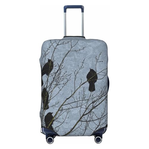 Black Crow Birds Print Luggage Suitcase Covers Elastic Washable Luggage Protector Luggage Covers For Suitcase - Main Image