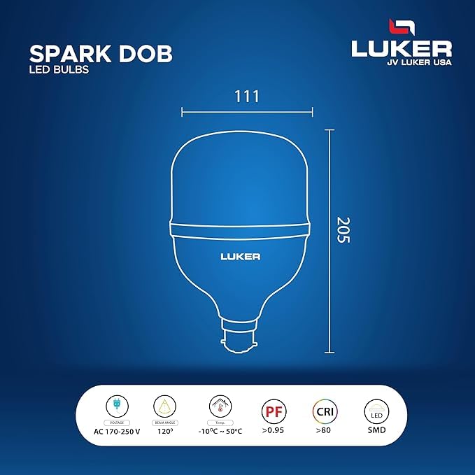 Image of LUKER JVLuker 36W LED Bulb B22 Base Energy Efficient Light 120 Degree Wide Beam Coverage High CRI Surge Protection Lights for Home and Office Indoor & Outdoor, 1 Year Warranty (Pack of 1, Warm White)