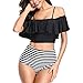 Produktbild TOPKEAL Damen Bikini Set Zwei Stück Badeanzüge Swimsuits Push up Bademode Weiches Mit hoch tailliertem Po Gekräuselt Beachwear Badekleid Mit Tangas Mode 2020 (Schwarz, XXX-Large)
