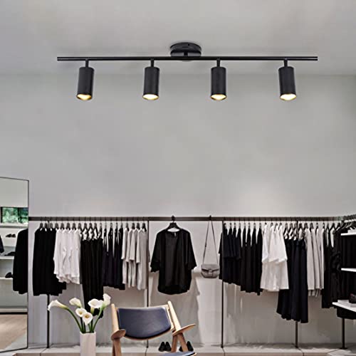 Image of KCO Lighting 4-Light Black Track Lighting Fixtures Ceiling Flexible Mid Century Modern Led Track Light Dimmable Indoor Ceiling Spotlight Kitchen Flush Mount Track Lighting (4-Light)