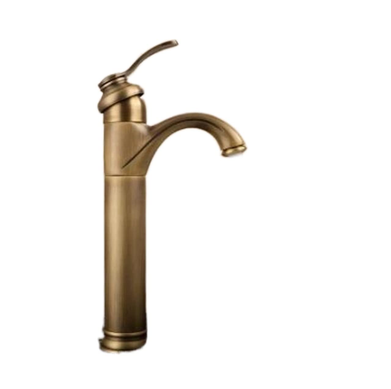 Robinet lavabo antique en laiton brossé haut mitigeur rétro de salle de bain retro