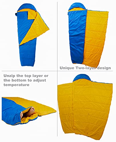 Iclimb 2 Heavy Duty Compact Folding Chair And 2 Two-Layer 3M Thinsulate Insulation Sleeping Bag Bundle For Couple Outdoor Indoor Camping Patio Porch Backyard Lawn Garden Balcony Concert Bbq #TOP3