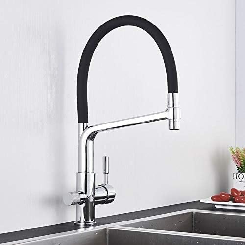 Grifo mezclador extraíble para fregadero de cocina con doble salida de agua 3