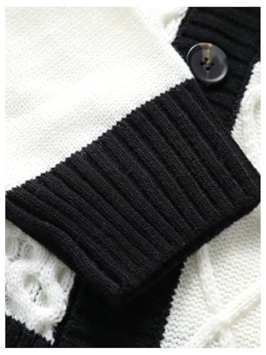 Men's Color Block Cardigan Sweaters Button Down Sweaters Long Sleeve V Neck Knitted Outerwear3