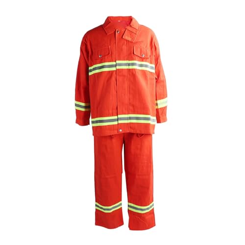 Traje de Seguridad Resistente Al Fuego, Mono Ignífugo Impermeable Naranja con Tiras Reflectantes, -20 ℃ a 200 ℃, Chaqueta y Pantalones con Aislamiento Térmico para Emergencias (XL)