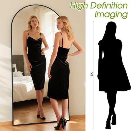 Image of 76 inchx34 inch Floor Mirror Full Length, Arched Full Length Mirror with Stand, Large Full Body Mirrors for Bedroom Living Room or Cloakroom Black