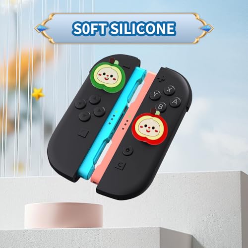 Image of PERFECTSIGHT Cute Apple Switch 2 Joycon Thumb Grips Caps, 4 PCS Switch2 Kawaii 3D Silicone Analog Thumbstick Button Cover for NS Switch 2 Joystick Caps