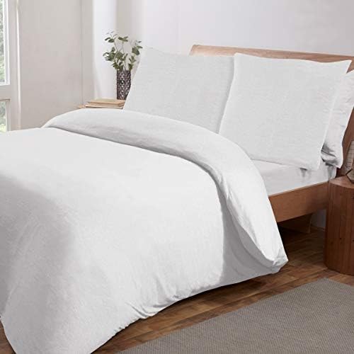 Sleepdown Jersey Melange Charcoal Duvet Cover Set Soft Cosy Easy Care Non Iron Plain Yarn Dyed Quilt Bedding with Pillowcases - King (220cm x 230cm)