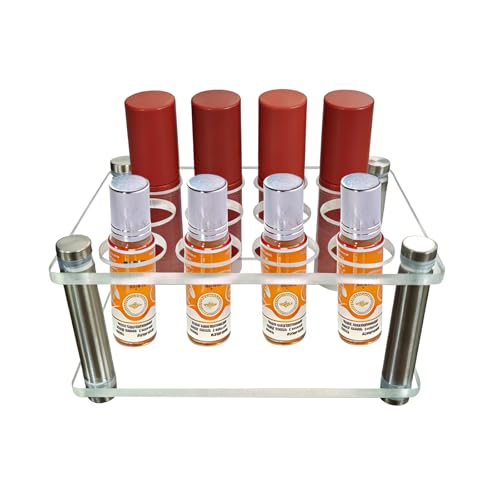 Acrylic 12 Slots Roller Perfume Organizer, Scentbird Perfume Holder, Beauty Scent Holder, Vertically Rack, Oils Makeup Lipgloss Display Case for Bedroom Bottle Comestic Storage 4.6 x 4 x 1.8 in