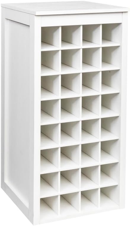 Estante de Vino de Piso para 32 Botellas, Blanco, Madera miniatura 6