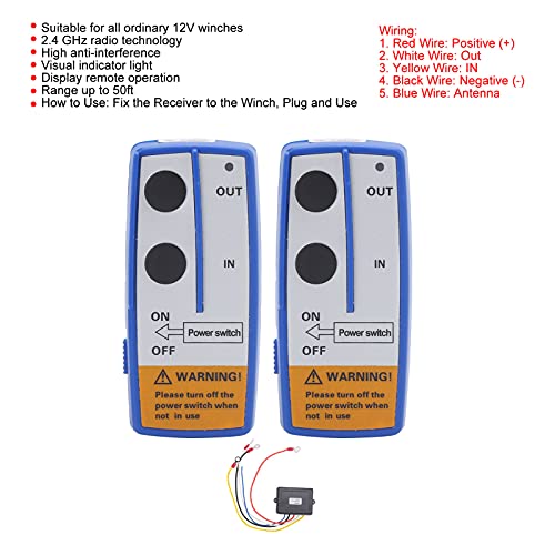 Wireless Winch Remote Control Kit, Akozon 12V 50ft Handset Switch Remote Controller Hand-Hold Forward Reverse Console for Truck ATV - Image 2