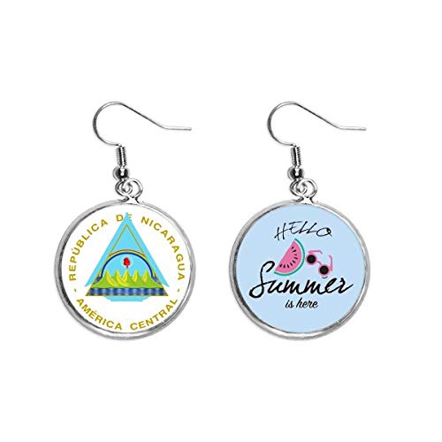 Pendientes de sandía y emblema nacional de Nicaragua para lóbulo en verano