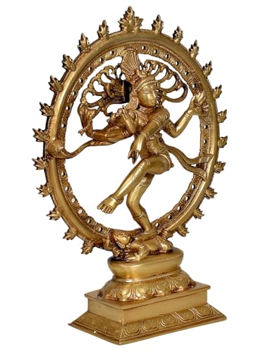 Image of Dattatreya Nataraja Shiva Idol Sculpture Handmade Antique Dancing Nataraj Statue Height 13.5 Inches