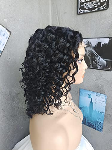 Luovce Lace Front Wig Human Hair Wigs for Women Deep Wave Wig Middle Part Peruvian Hair 4X4 Lace Wig 10 inches Natural Color - Image 4