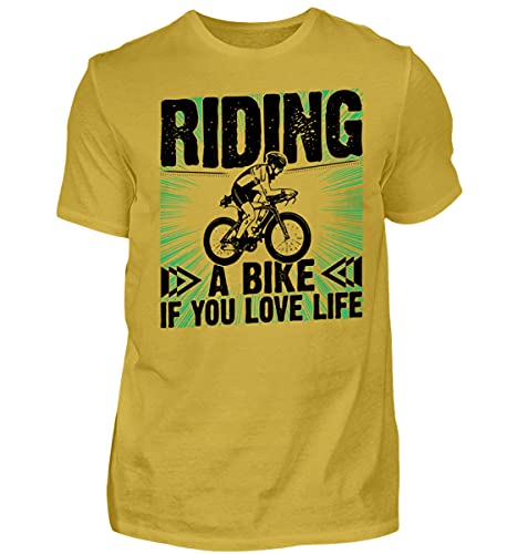 T-shirt premium homme or jaune M en coton peigné haut de gamme pour passionnés de cyclisme