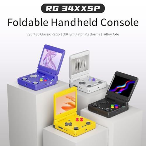 Image of Anbernic RG34XXSP Foldable Retro Handheld Game with 3.4 Inch IPS Screen Linux System Built-in 64G TF Card 5000+ Games Handheld Emulator Support 5G WiFi Bluetooth TV Output(Indigo)