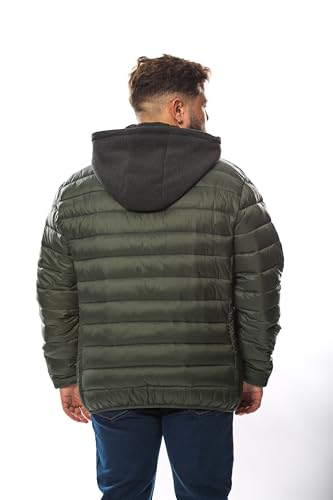 Image of CRK Men's Plus Size Puffer Jacket - Lightweight Hooded Insulated Winter Coat, Windproof, Zipper Down Jacket, Warm & Durable