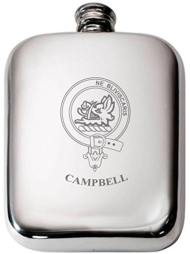 Flacon de hanche Campbell 6oz étain véritable petit format de poche écossais - 2