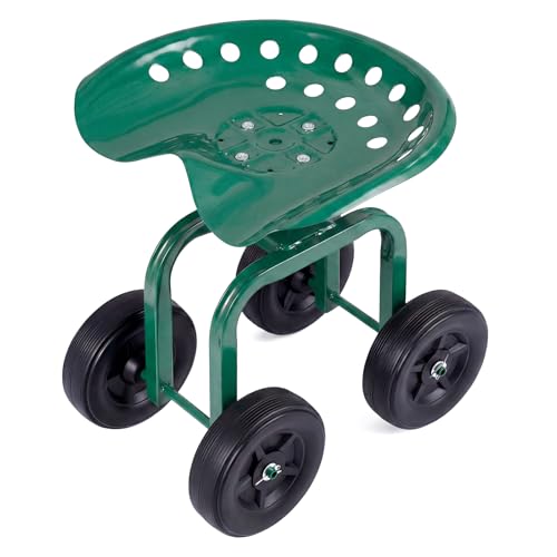 Goplus Garden Cart with Wheels, Utility Stool Cart...