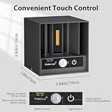 YindaLux Kinkiet do użytku wewnątrz / na zewnątrz, IP65 12 W z czujnikiem ruchu, 3000 K antracyt lampa z kontrolą dotykową, regulowany kąt wiązki, 2 sztuki