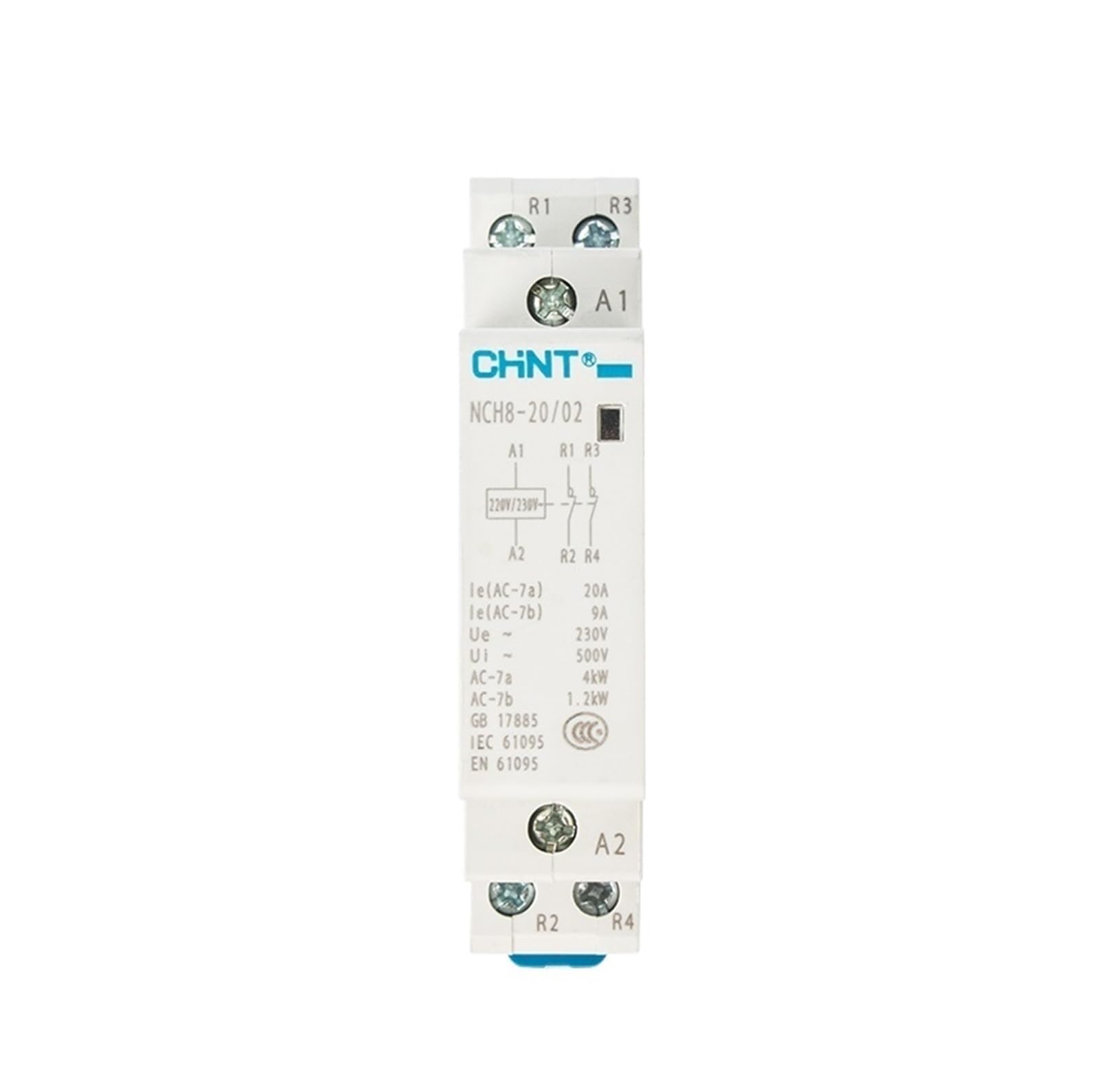 NCH8-20 Contactor Modular AC for el hogar 220V 230V AC 20A 1NO 1NC 2NO 2NC(NCH8-20A-02 2NC)
