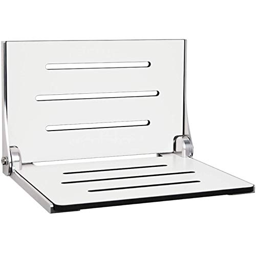 Seachrome Lift-Assist High Back Silhouette Folding Wall Mount Shower Bench,