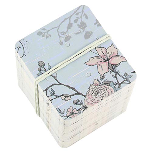 SUPVOX 200pcs Earrings Display Card Cute Flower Pattern Earring Cards Set for DIY Jewelry Earrings Ear Studs Necklace