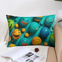 FZMVSQH Rectangular Smiley Face Throw Pillow Covers with Zipper 12 \"x20 Decorative Cushion Cover for Couch Sofa Living Room Bed Boho Farmhouse Pillow Cases Soft Cushion Case Pillowcase
