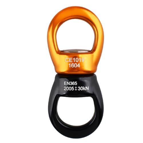 JEELAD 30kN Swing Swivel Rotational Safety Device Hanging Accessory for Rock Climbing Hanging Hammock Web Tree Swing Aerial Dance Children's Swing Spinner Hanger (Black & Yellow)