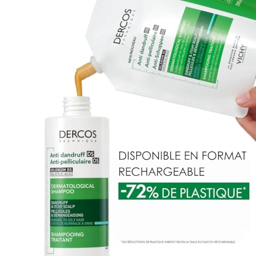 Vichy, Dercos, Shampooing Anti-Pelliculaire DS, Pellicules & Démangeaisons, Cheveux Normaux à Gras, 390ml