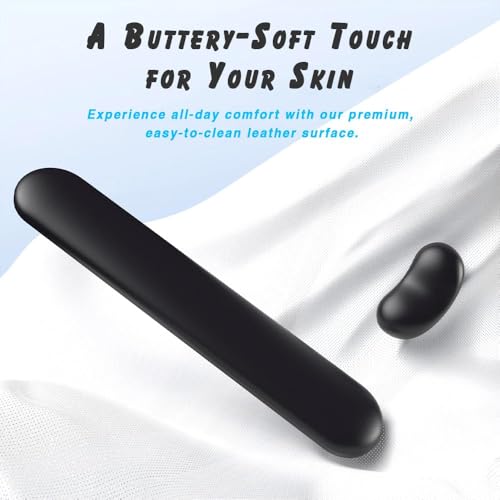 Ergonomic Wrist Rest Set for Keyboard and Mouse | Cooling Gel & Slow-Rebound Memory Foam Palm Support Pad | Luxe Leather, Minimalist, Non-Slip PU Base for Office, Laptop & Gaming (03White) - Thumbnail 6