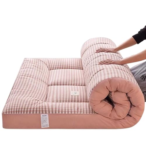 LBWARMB Colchón de futón japonés, colchón Plegable, colchón Enrollable, tapete de Tatami, Almohadilla para Dormir Plegable Gruesa aplicable al Dormitorio/salón/Alfombra de Piso(Pink,90x190cm)
