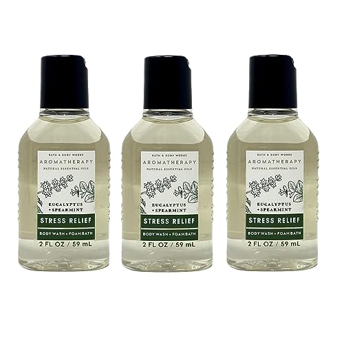 Bath & Body Works Aromatherapy Stress Relief Eucalyptus Spearmint - 3 Pack Travel Size - Body Wash.