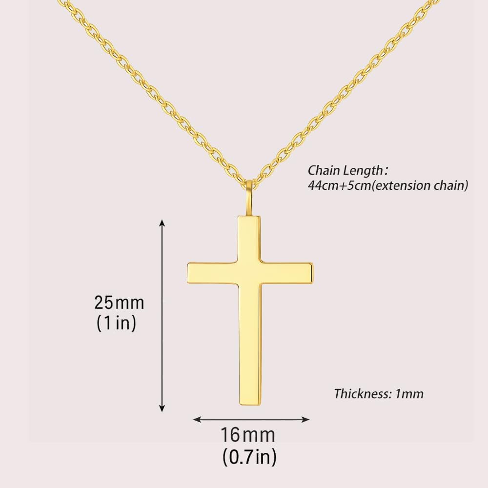 14K Gold Dainty Cross Necklace for Women, Tiny Gold Cross Pendant with Chain, Stylish Minimalist Cross Jewelry