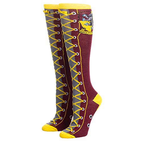 Harry Potter Gryffindor Faux Lace Up Cuff Knee High Socks