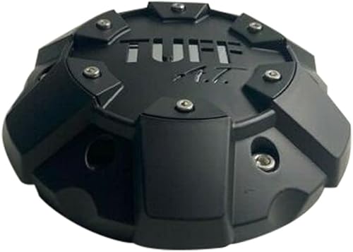 Miniatura 2 de TUFF at Wheels C611901 CB3C C706901 Tapa central de rueda con logotipo cromado negro mate